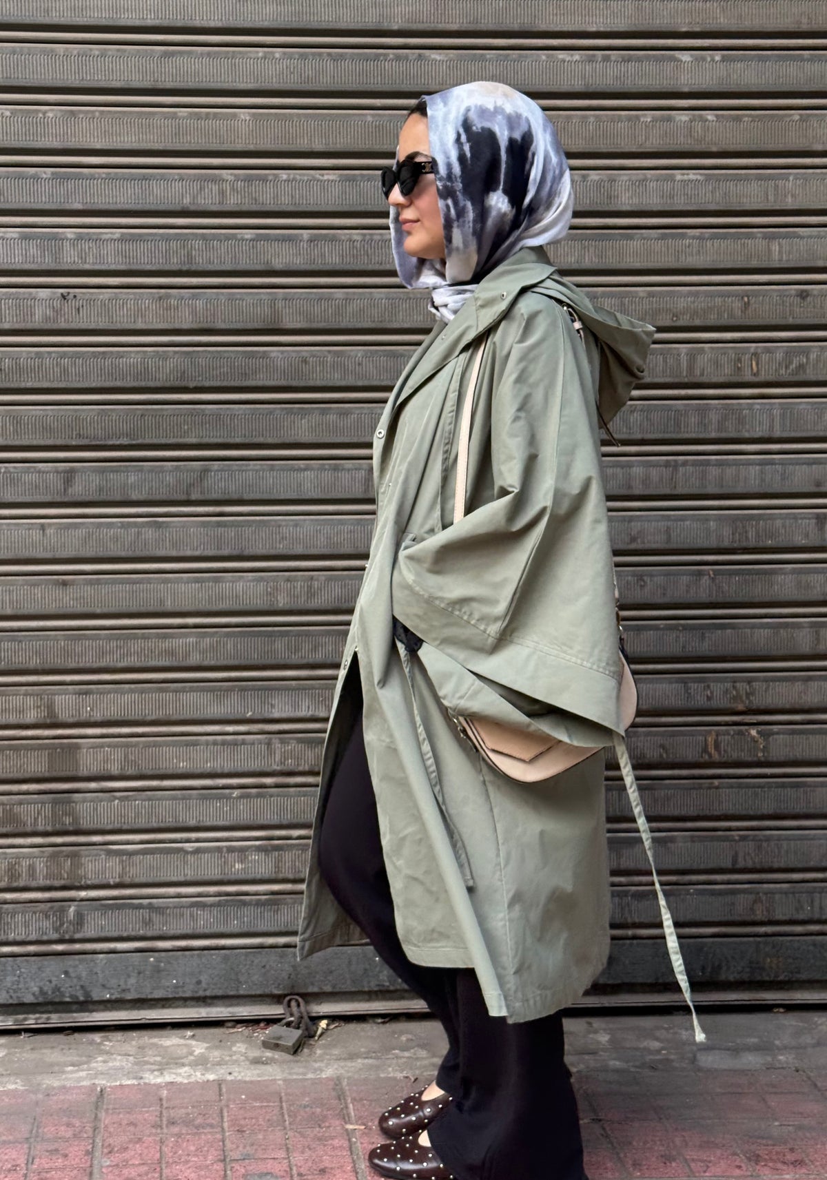 The soft layer in sage green