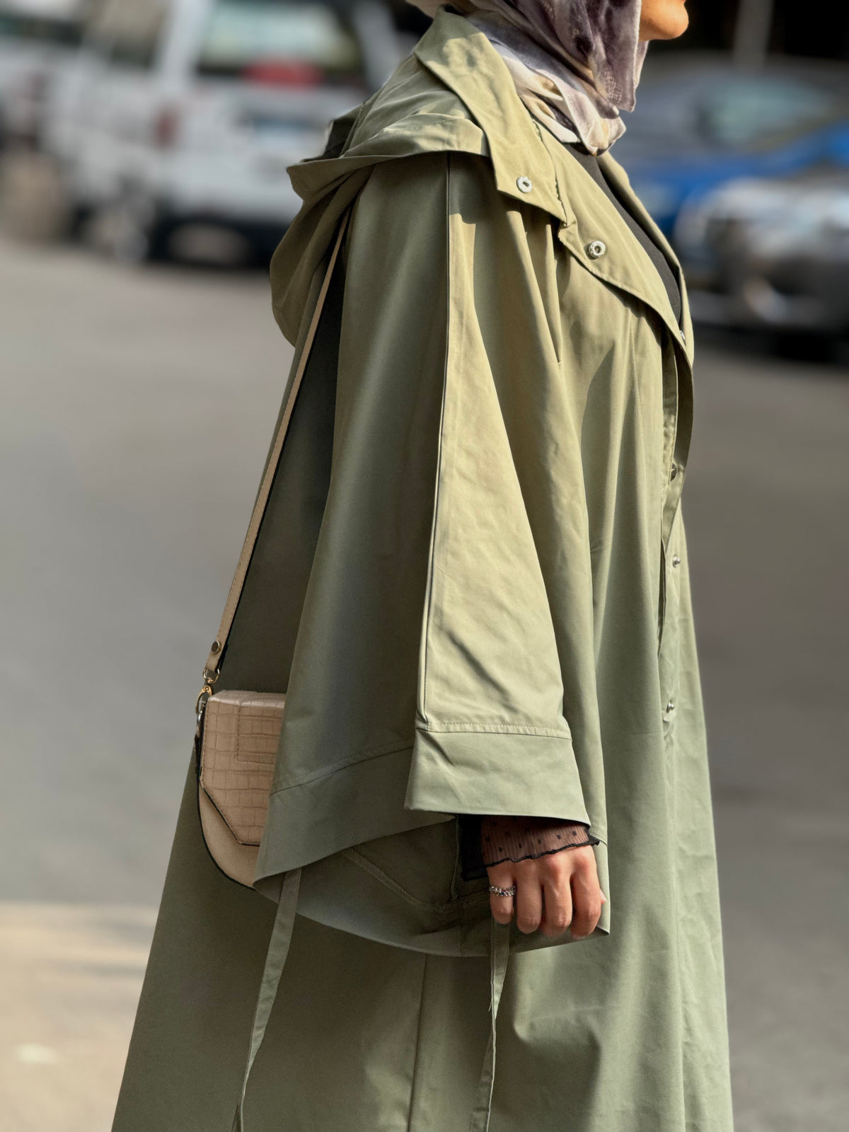 The soft layer in sage green