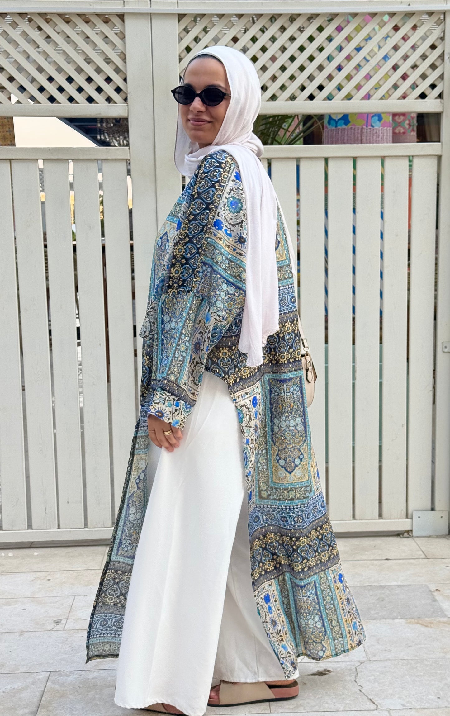 The tuck it in dress in blue
