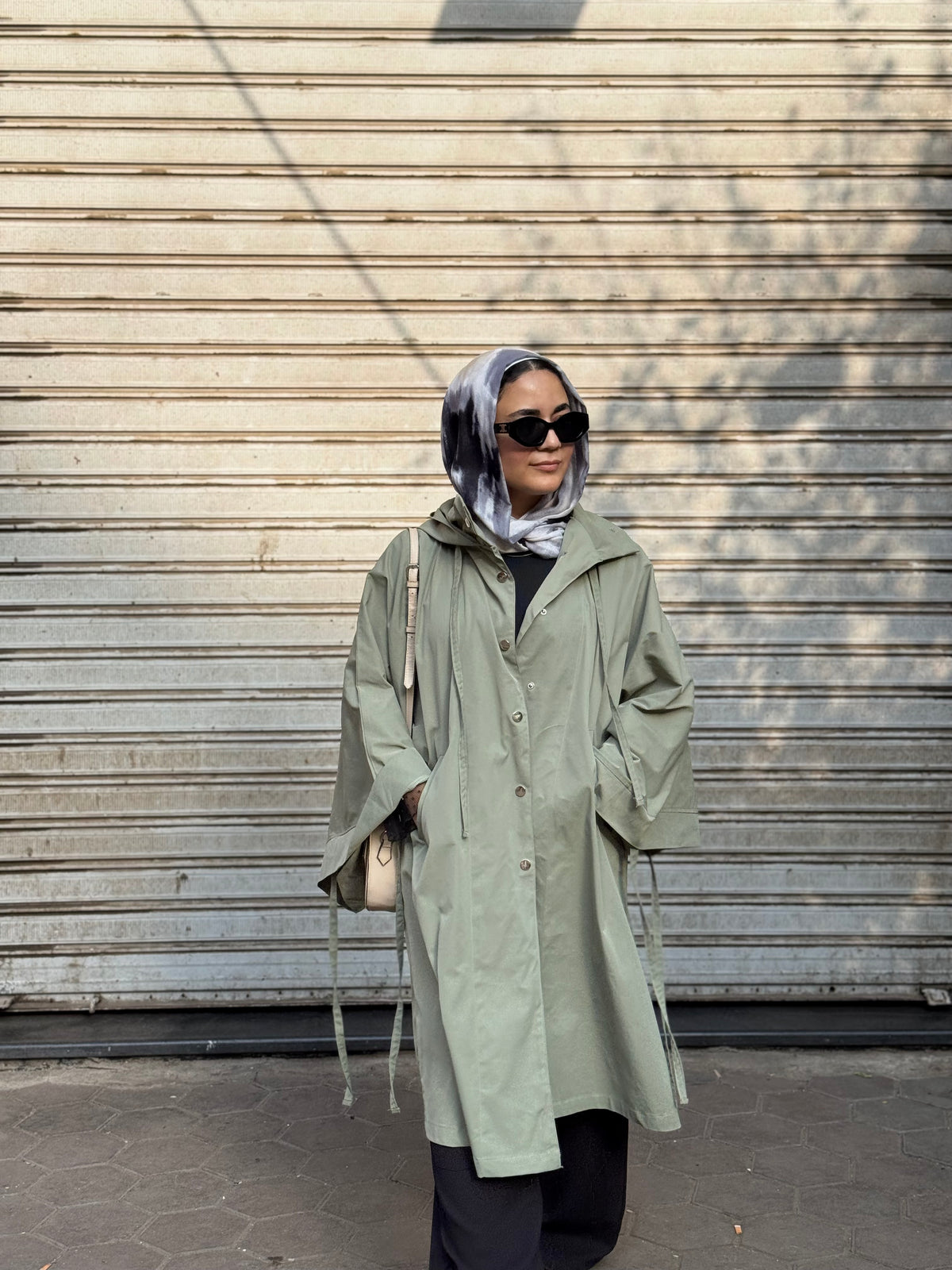 The soft layer in sage green