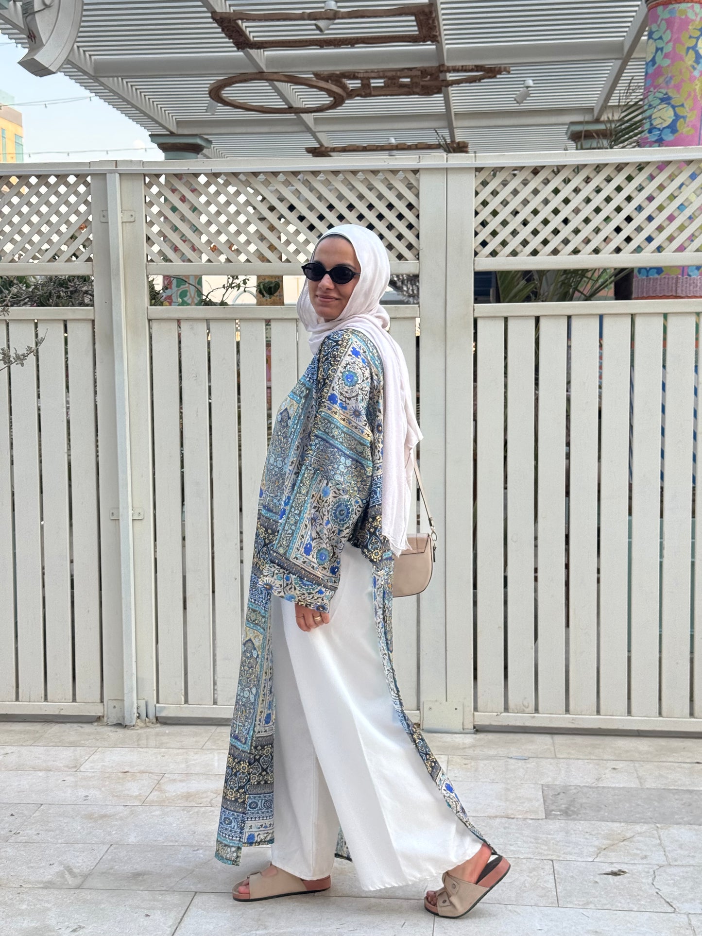 The tuck it in dress in blue