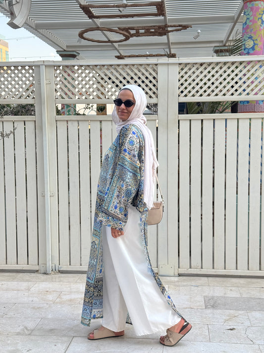 The tuck it in dress in blue